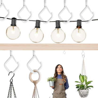 Ticway 20 PCS Q-Hanger Hooks for String Lights, Ceiling Hooks for Hanging Plants, Wind Chimes, Bird Feeders, Lanterns, Christmas Decorations (Square Hanger)