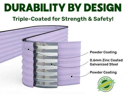 9-in-1 Galvanized Steel Raised Garden Bed // 8×2×1.5 ft Modular Planter for Gardening, Vegetables, Flowers // 18" Tall Metal Raised Garden Beds Outdoor (Lavender) // Patented Design Planter Box