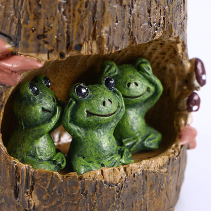EMiEN Cute Animal Resin Succulent Plant Pot Cactus Plant Pot Flower Pot Container Planter Bonsai Pots Desk Mini Ornament Pot with A Hole Idea (Frog Tree Hole)
