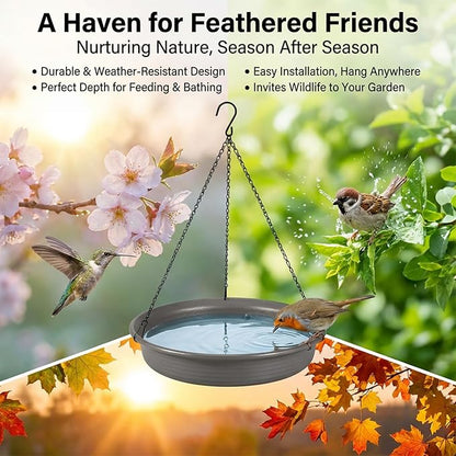 Hanging Bird Bath Hanging Bird-Feeder - CARGEN Garden BirdBath Tray Wildlife Feeder Plate Water Bowl or Water Bowl for Outdoors Garden Patio Decoration