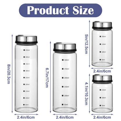 Kifmurase 4Pcs Salt Pepper Shakers with Adjustable Outlet Holes, 4 Sizes Clear Glass Shaker Bottles, Salt Shakers for Kitchen, Spice Seasoning Cans for Kitchen Decor Home Restaurant BBQ Camping