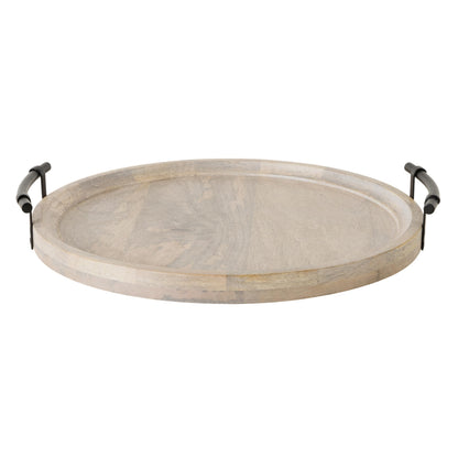 Kate and Laurel Bruillet Farmhouse Wood Round Lazy Susan Tray; 20 x 20; Natural; Wooden Countertop Organizer with Turning Lazy Susan for Kitchen Storage; Coffee Table; or Living Room Ottoman
