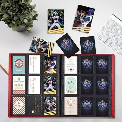 Upgraded 9 Pockets Trading Card Collection Binder, 360 Book Holder Album for Yugioh, MTG, TCG, Magic, Sports Cards - Red