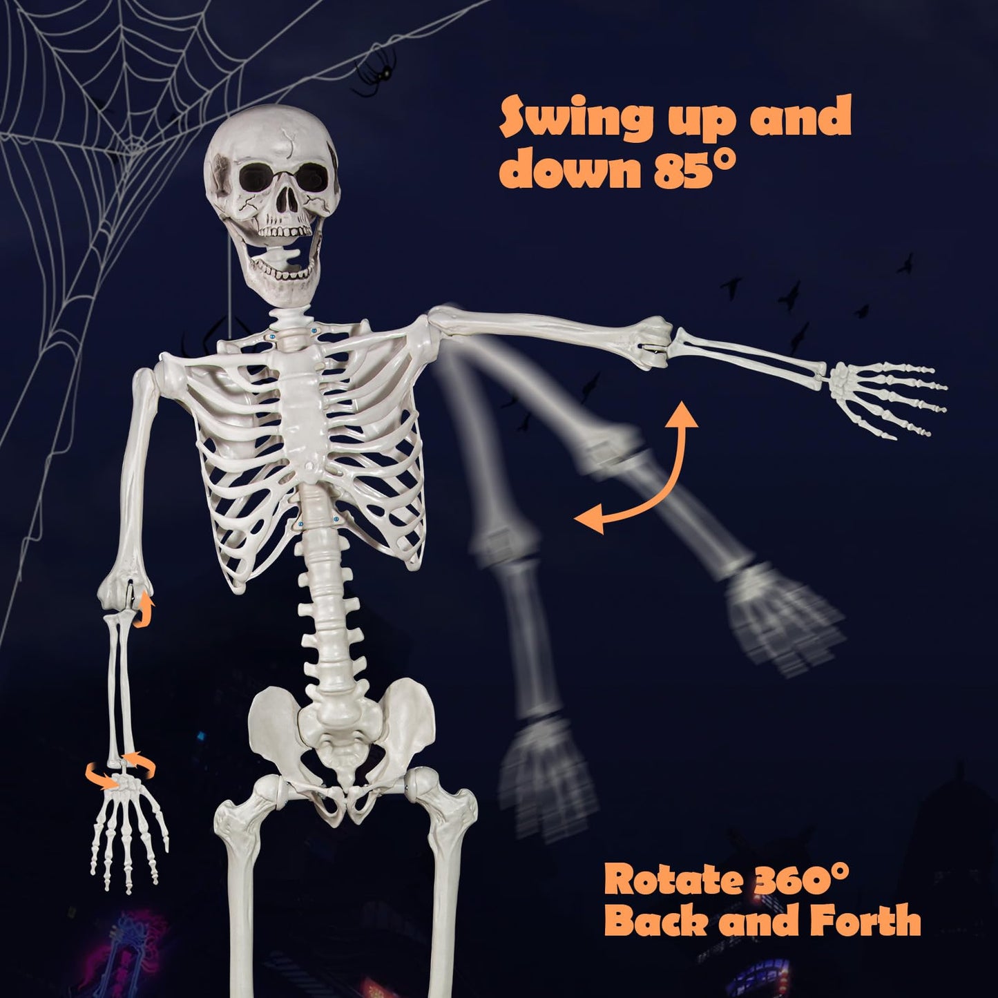 LaLamona 5.4ft Posable Halloween Skeleton, 2Pcs Life Size Skeleton Bones with Movable Joints for Halloween Graveyard Haunted House Spooky Scene Decor