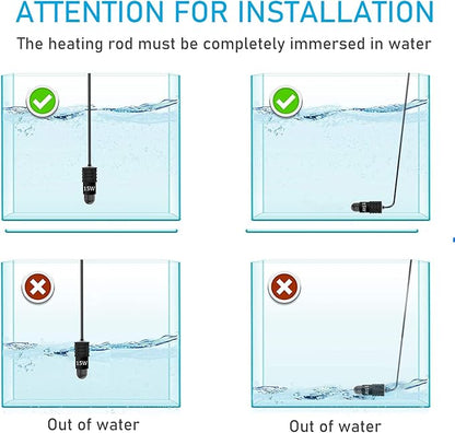 YukiHalu Super Mini Aquarium Heater, 10W 20W 30W Adjustable Fish Tank Heater with External Controller, Overheating Protection, Digital Display, Used for 0.5-3 Gallons(20 watts)
