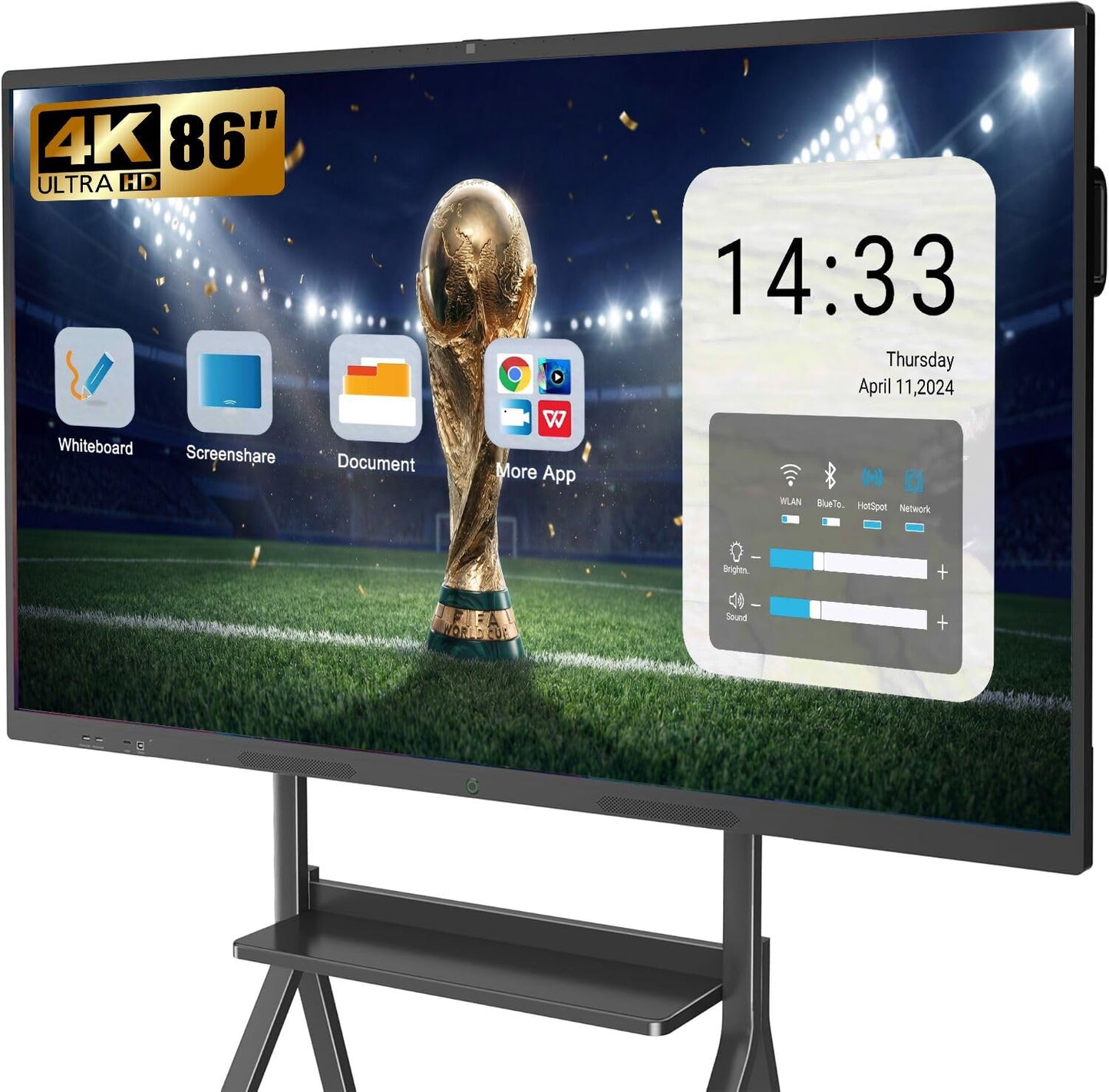 86″ Smart Board,4K UHD Touchscreen Display Electronic White Board,Android 14,Built in Ultra High Definition Camera Open App Ecosystem,Interactive Whiteboard for for Business Office Classroom Home