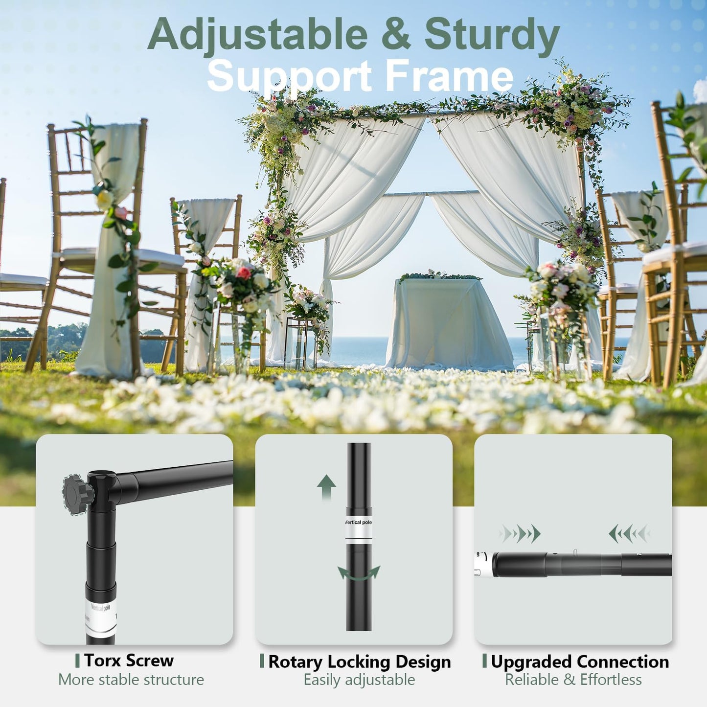 EMART Pipe and Drape Backdrop Stand Kit 8.5x10ft, Heavy Duty Back Drop Adjustable Stand with X-Shaped Base, Metal Background Frame for Parties Wedding Birthday Decoration Photography Photo Booth Video