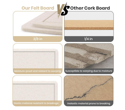 Bulletin Board - 35 x 17.5 inches Decorative Felt Pin Board - Cork Board Alternative for Wall - Foldable Photo Board Self-Adhesive Prayer Board with 20 Pushpins - Oatmeal