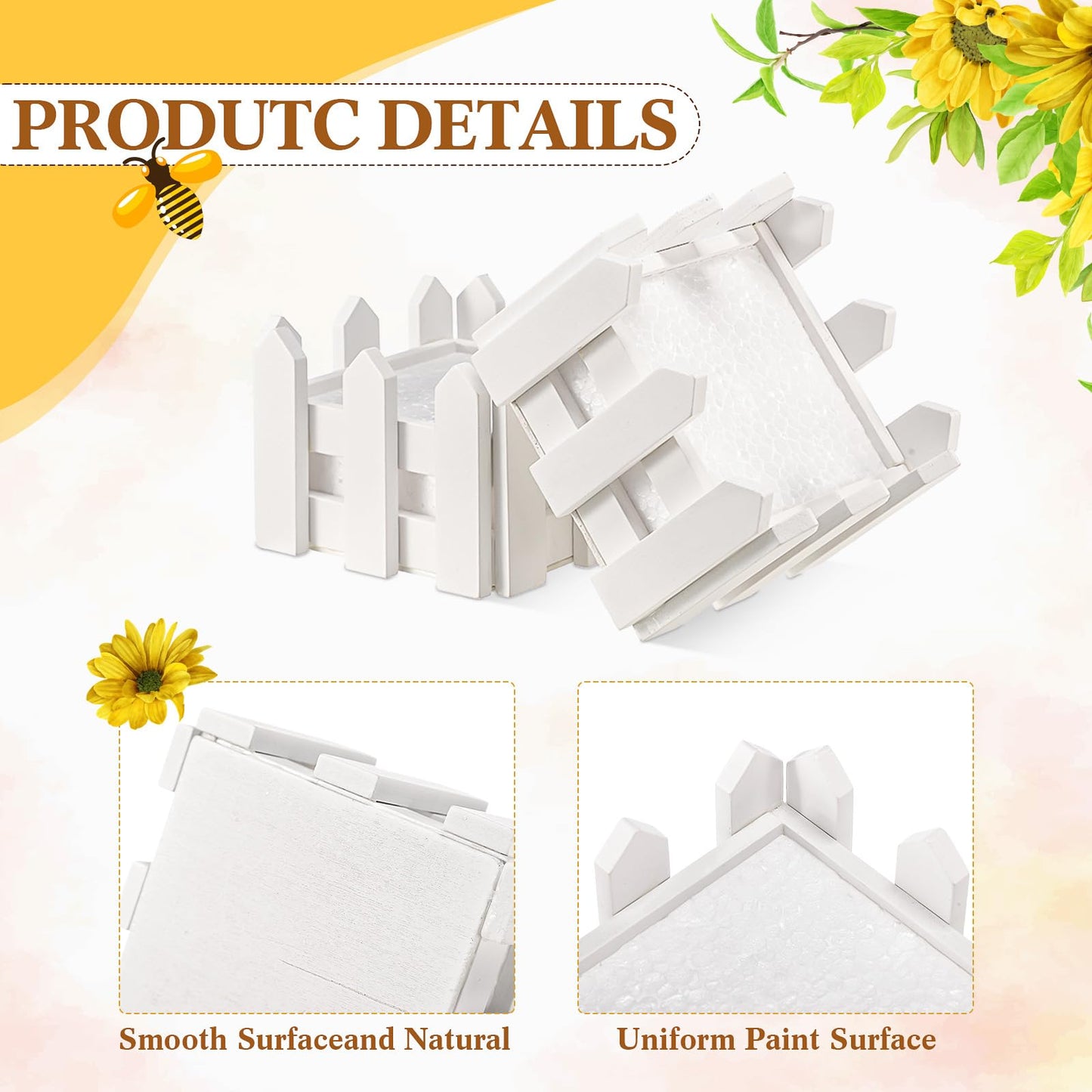 Zhanmai 12 Sets 4 x 4 x 2.8 Inch Fence Decoration Wooden Boxes for Centerpieces, Wooden Farm Fence Box with Removable Foam Blocks for Farm Animal Party Garden Plant Pot Baby Shower Wedding Birthday