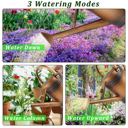 Megawodar 1 Gallon Metal Watering Can with Removable Spout, Nice Galvanized Steel Water Can for Indoor and Outdoor Plants (House Plants)