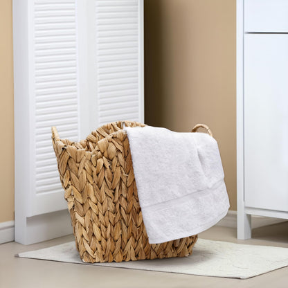 Eorbow Wicker Waste Basket, Handwoven Trash Can with Built-in Handles, Rattan Waste Bin for Bathroom, Water Hyacinth Garbage Storage Container for Bedroom Office Laundry Utility Room