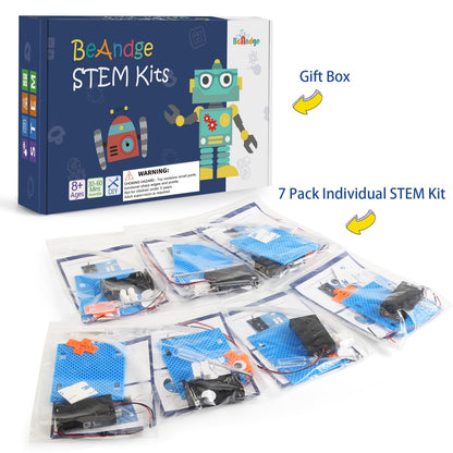 7 Set Bulk STEM Kit Individual Craft Kits for Kids, Science Projects Crafts Group Activity, Light Experiments Circuit Toys, Fun Fiber Optic STEAM Activities for Boys Girls Age 8-13 8-10 8-12 8 10 Year