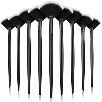 9 Pieces Facial Fan Mask Brushes, Soft Facial Applicator Brushes Tools for Peel Glycolic Makeup for Mud Cream(Champagne)