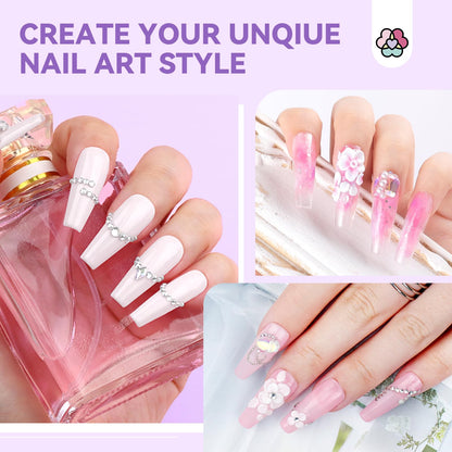 SAVILAND Essentials Acrylic Nail Kit Starter: Acrylic Nail Kit for Beginners with Everything White Pink Clear Acrylic Powder and Liquid Set #8/10/14 Nail Brush Forms Manicure Tools Home Nail Salon DIY