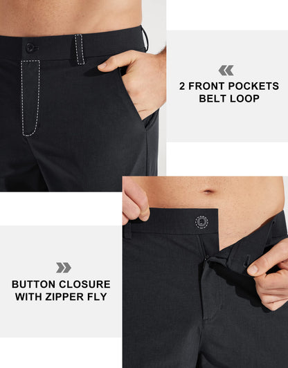 Libin Mens Golf Pants Classic Fit Stretch Work Dress Pants 32" Quick Dry Lightweight Business Casual Trousers Comfort Water Resistant, Black, 32W x 32L