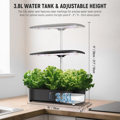 NEEWER Basics Hydroponics Growing System Kit with LED Plant Light/3 Growing Modes/12 Pods/Timer/LCD/Smart Quiet Pump, Touch Light Planter for Herb Garden Vegetables Flowers Indoor Gardening, HGS01