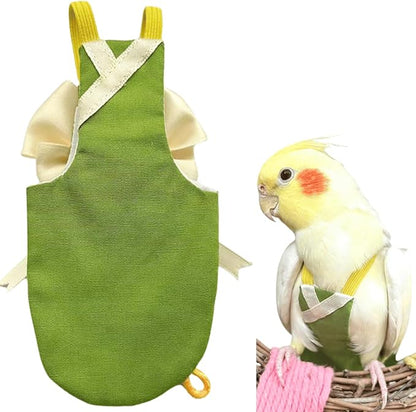 Bird Flight Suits Diapers, Parrot Flight Suits Diapers for Quaker Parakeets Cockatiels Conures Macaw African Grey, Bird Diaper, Parrot Clothes (Green C,2XL)