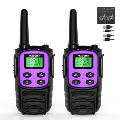 Walkie Talkies Long Range for Adult, MT10 Rechargeable Walkie Talkies FRS Two Way Radio, NOAA, 1200mAh Li-ion Battery USB-C Cable, LED Flashlight, VOX Walkie Talkie for Hiking Camping 2Pack
