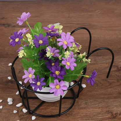 1 Pack Hanging Railing Planters Flower Pot Holders Plant Iron Racks Fence Metal Potted Stand Mounted Balcony Round Plant Baskets Shelf Container Box for Indoor and Outdoor Use-Black,Garden Steel Pots