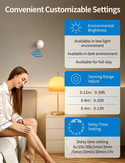 2 Pack Wireless Motion Sensor Outlet, Plug-in PIR Infrared Motion Activated Switch for Light Home Appliances Control, Motion Detector Socket for Bathroom, Garage, Laundry Room Lamps Exhaust Fan