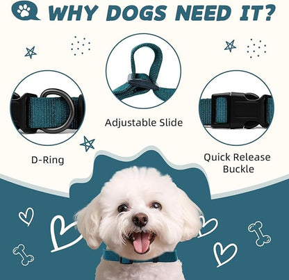 Blue Dog Collar for Small Dogs, Breathable, Anti-Odor & Soft, Comfortable for Sensitive Skin Puppies, 90% Bamboo Rayon, Adjustable Quick-Release Buckle Pet Collar for Chihuahuas Frenchie