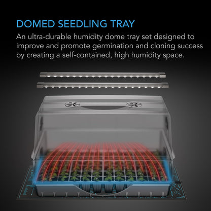 AC Infinity Heavy-Duty Large Humidity Dome 6x12 Germination Kit, Full Spectrum LED Grow Light Bars w/Samsung LM301H EVO LEDs, Heat Mat, 3 mm Thickest Dome, Trays, Extension Panels, for Seed Starting