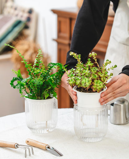Josteve 4.5 Inch 2 Pcs Self Watering Hanging Planter Indoor Plant Pots Drainage Holes, Outdoor Small Hanging Planters Flower Pot Basket, Visible Water Level, Plant Hanger Home Decor, Gardening