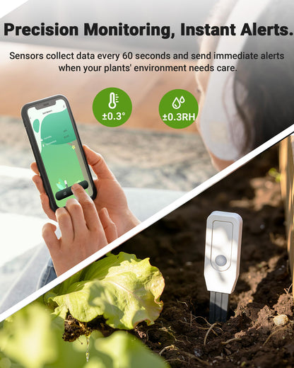 Drusine Smart WiFi Soil Moisture Meter for Plants, 2-in-1 Sensor with App Alerts | Monitor Moisture & Temperature Remotely, Real-Time Data for Indoor/Outdoor Gardening, Houseplants Care