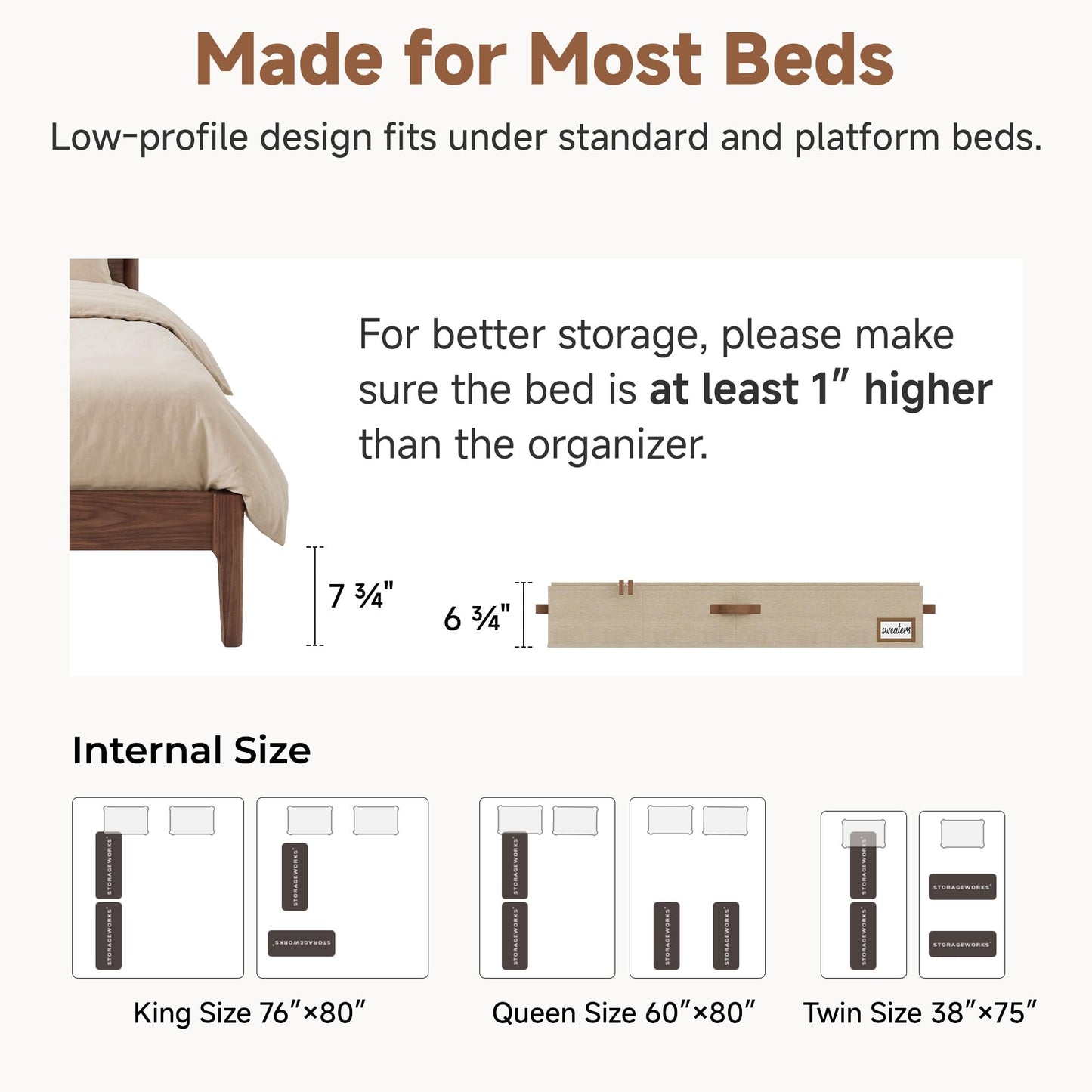 StorageWorks Extra Large Under Bed Storage Containers with Handles and Label Holder, 2 Pack Ultra-thick Fabric Underbed Bins, Closet Organizer for Clothes, Blankets, Sweater