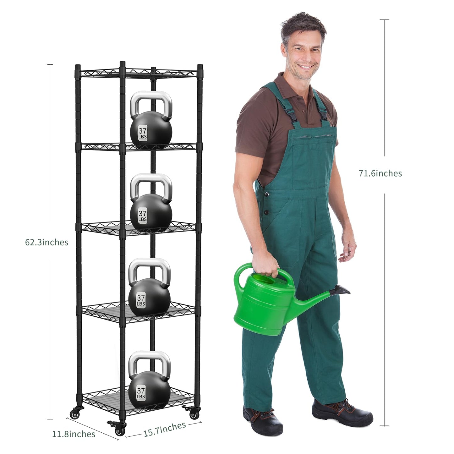 sagrynfp Mini 5-Tier Greenhouse for Indoor Outdoor , 15.7" L×11.8" W×62.3" H Portable Greenhouse with Clear PVC Cover and Metal Shelf for Growing Vegetables, Flowers and Seedlings, with Wheels