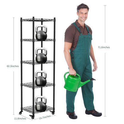 sagrynfp Mini 5-Tier Greenhouse for Indoor Outdoor , 15.7" L×11.8" W×62.3" H Portable Greenhouse with Clear PVC Cover and Metal Shelf for Growing Vegetables, Flowers and Seedlings, with Wheels