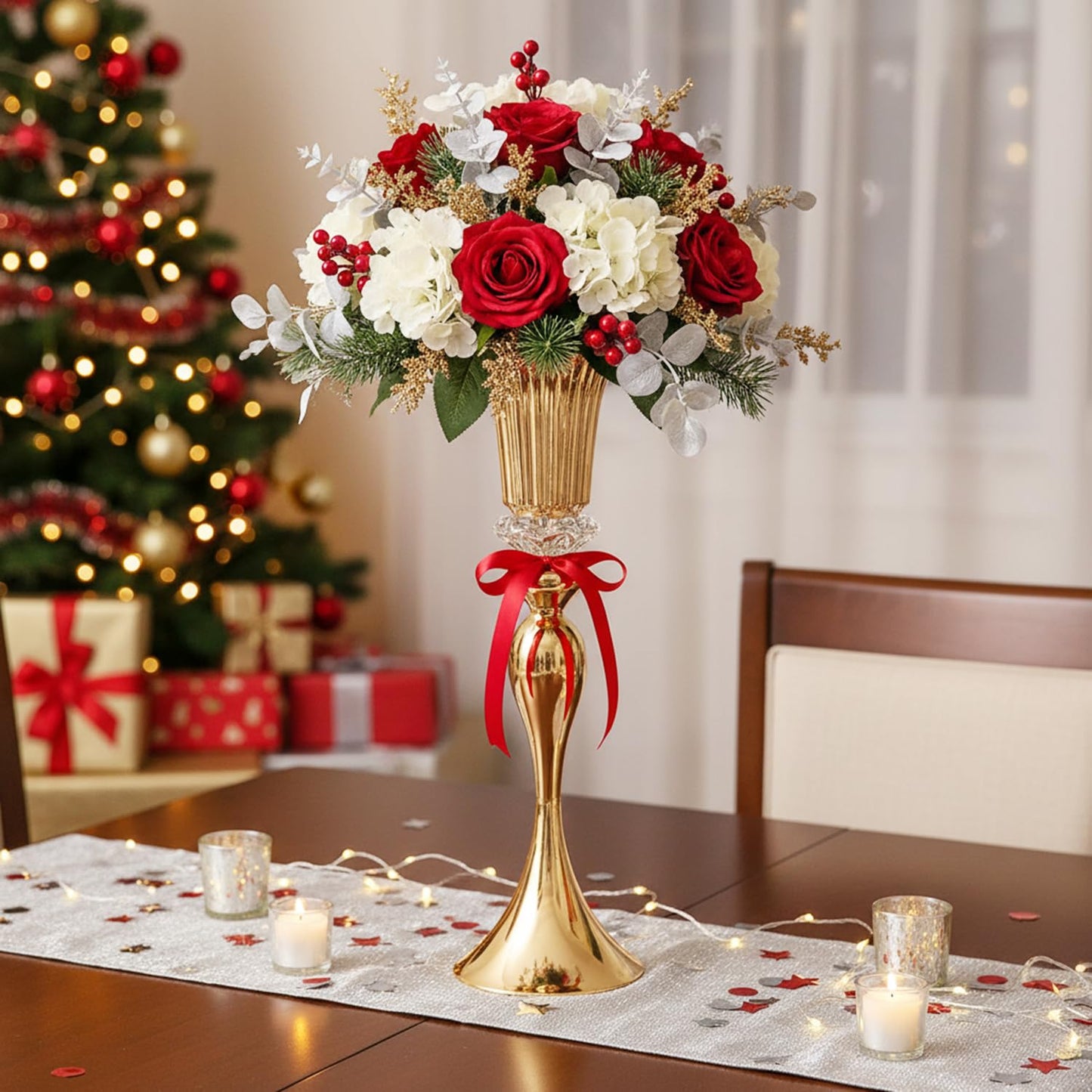 Metal Wedding Flower Vases for Tables - 22" Tall Elegant Table Centerpiece Vases, Gold Trumpet Flower Stands for Anniversary Ceremony Birthday Party Event Wedding Home Decorations (2, Gold)