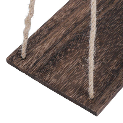 Eeneme 2 x Wooden Hanging Rope Hanging Plant Flower Pot Shelves Home Decorations (Retro Colour)
