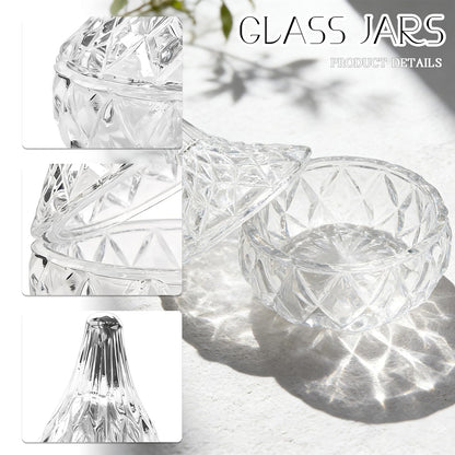 Glass Jewelry Box, Crystal Candy Dish with Lid, Ring Box, Small Trinket Dish, Jewelry Organizer Dish with Lid, Decorative Jewelry Bowls for Home Decor, Christmas Birthday Gifts for Women (Classic)