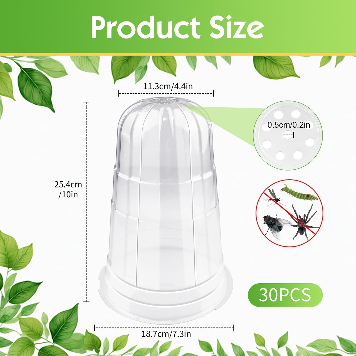 SEOIMU 30 Pcs Upgraded Transparent Garden Cloches for Plants, Reusable Plant Covers, Plant Protectors from Animals for Garden Plants, Plant Covers Freeze Protection, Compatible with Slug Collar