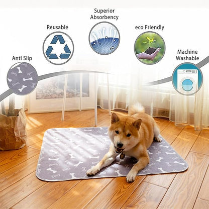 2PCS Puppy Pee Pads with Pheromones, Washable Puppy Training Pads for Dogs Reusable Puppy Potty Pads for Dogs and Cats(with Pet Hair Removal Gloves)