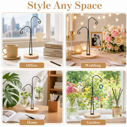 WRINGKIT 4 Pack Ornament Display Stand, Ornament Hanger Stand with 2 Arms, Metal Air Plant Flower Holder, Hanging Terrarium Stand for Christmas Halloween Decoration, Glass Crystal Ball