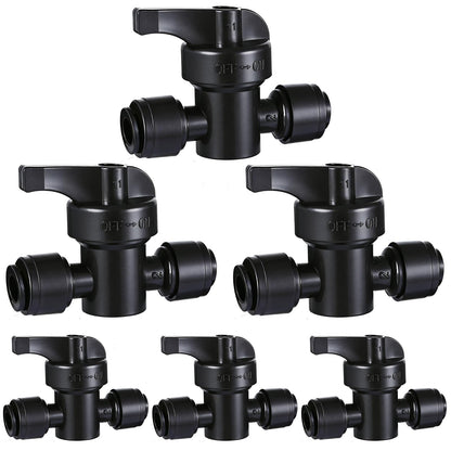 6 Pack Quick Connect 1/4" Drip Irrigation Shut Off Valve Fittings, Push-to-Fit Drip Irrigation Switch Valve Connectors for 1/4 Inch Drip Tubing,Anti-Leak Connectors for Garden Irrigation System