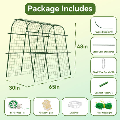 65"×48" Cucumber Trellis for Raised Bed, U-Shape Garden Trellis for Climbing Plants Outdoor, Metal Arch Vegetables Trellis, Detachable Cucumber Plant Support for Tomato,Squash