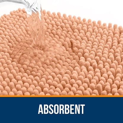 OLANLY Large Bathroom Rugs 59x35, Extra Soft Absorbent Chenille Bath Rugs, Rubber Backing Quick Dry, Machine Washable Bath Mats for Bathroom Floor, Tub and Shower, Home Decor Accessories, Peach