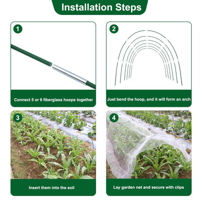 KLEWEE Garden Netting Kit for Raised Beds, 10 x 33 ft Ultra Fine Mesh Netting and 6 Sets Fiberglass Garden Hoops, Garden Bed Row Covers for Plants Vegetables from Animals Barrier Insects Bugs