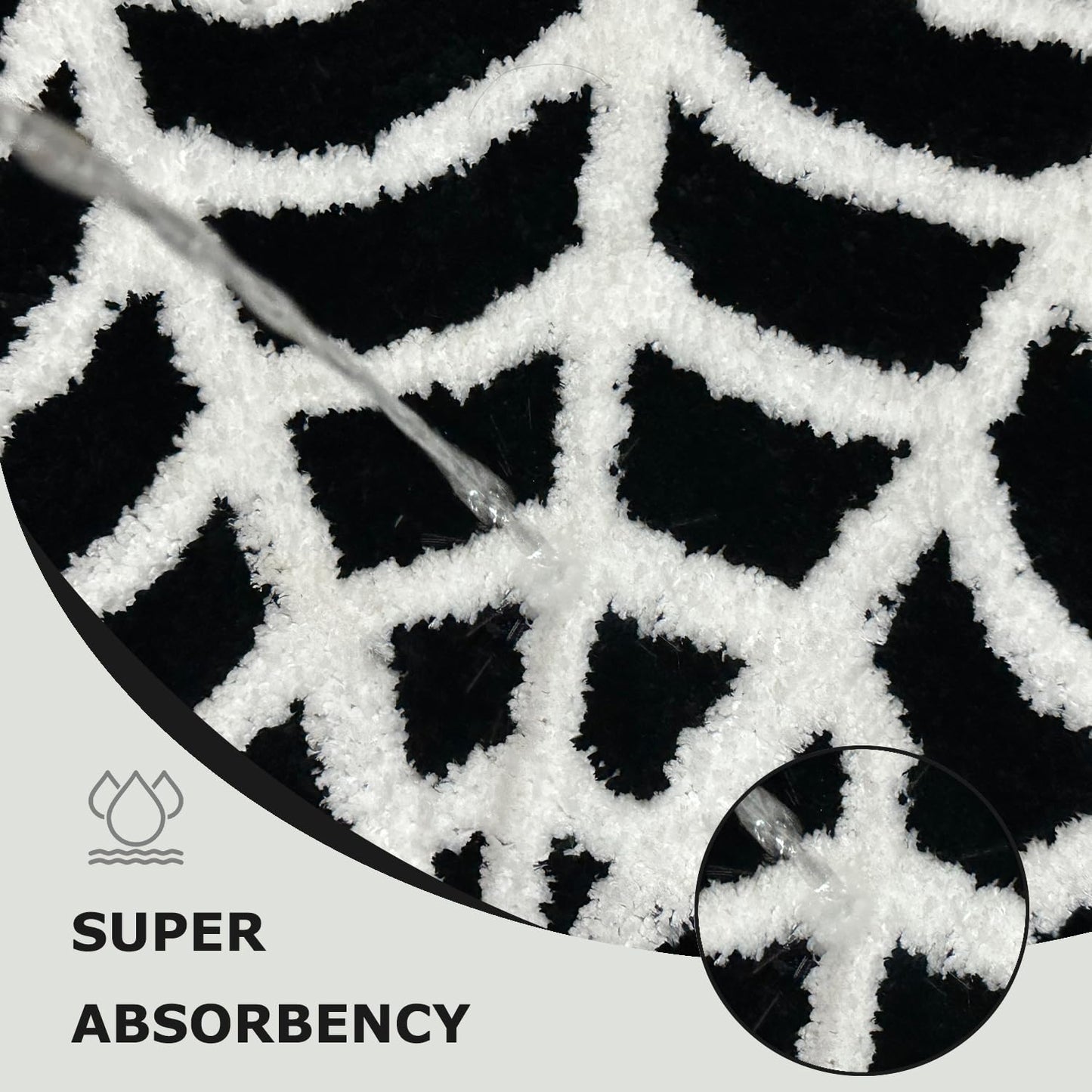 Casasphere Spider Web Bathroom Rugs, Halloween Bath Mat Non-Slip Bath Rug Machine Washable Goth Rug, 31"×20" Small Area Rugs for Front Door Bedroom Kitchen（Black）