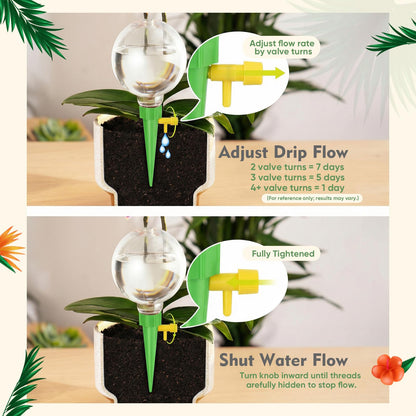 Acellegic 4 Pcs 17oz Plant Self Watering Globes for Indoor Outdoor Adjustable Plants Plastic Water Bulbs Top to Fill Plant Self Watering Planter Insert Water Devices System Spikes Stakes (Green)