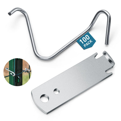 100PCS T-Post Wire Clips, Galvanized Steel Fence Clips, Heavy-Duty Clip Bending Tool, Time-Saving and Convenient Fence Wire Clips for Tightening Farm, Ranch, Garden Fence Wires