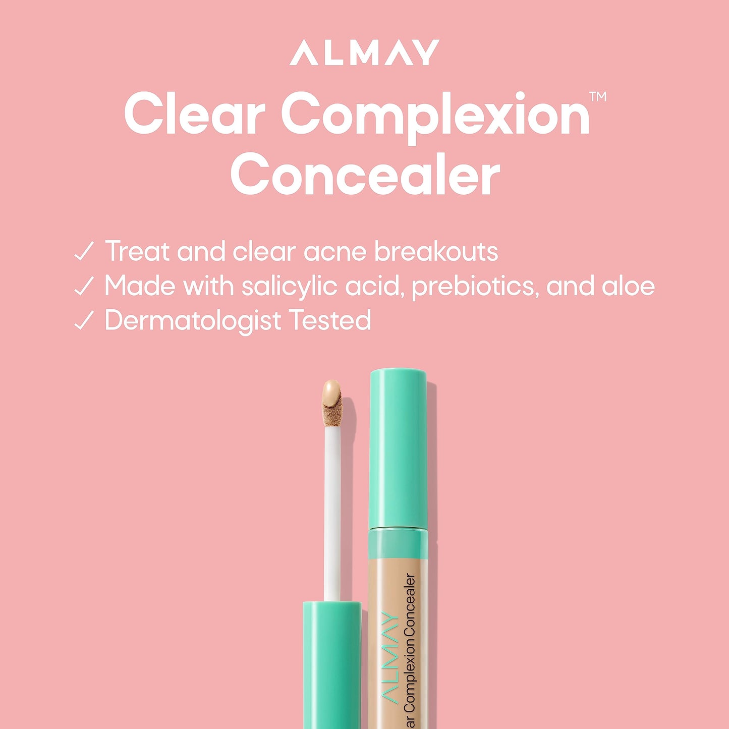 Almay Clear Complexion Acne & Blemish Spot Treatment Concealer Makeup with Salicylic Acid- for Sensitive Skin, 200 Light/Medium, 0.3 fl oz.