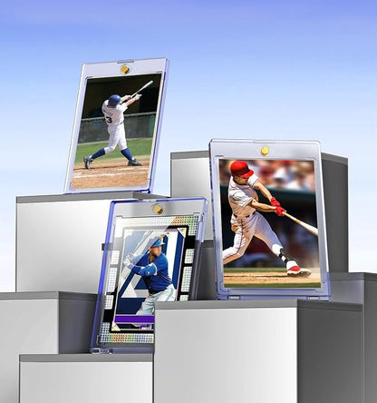 Basthalan 25ct Magnetic Card Holder, 35pt One Touch Card Holder, U-V Protectors Hard Plastic for Trading Cards, Magnet Case, Sports, Game, Football, Baseball Cards Holders