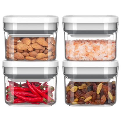 MR.SIGA 4 Pack Airtight Food Storage Container Set, BPA Free Kitchen Pantry Organization Canisters, One-handed Airtight Cereal Snack Candy Storage Containers, 360ml / 12.2oz, Small, White