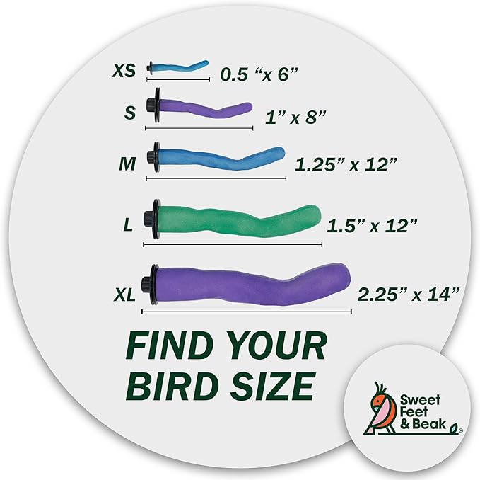Sweet Feet & Beak Safety Pumice Bird Perch, X-Small 1/2" X 6", Lightweight Grinding Bird Perches for Cage - Bird Nail Trimming Perch for Healthy Beak & Feet - Multi-Size & Color Parrot Stand - Green
