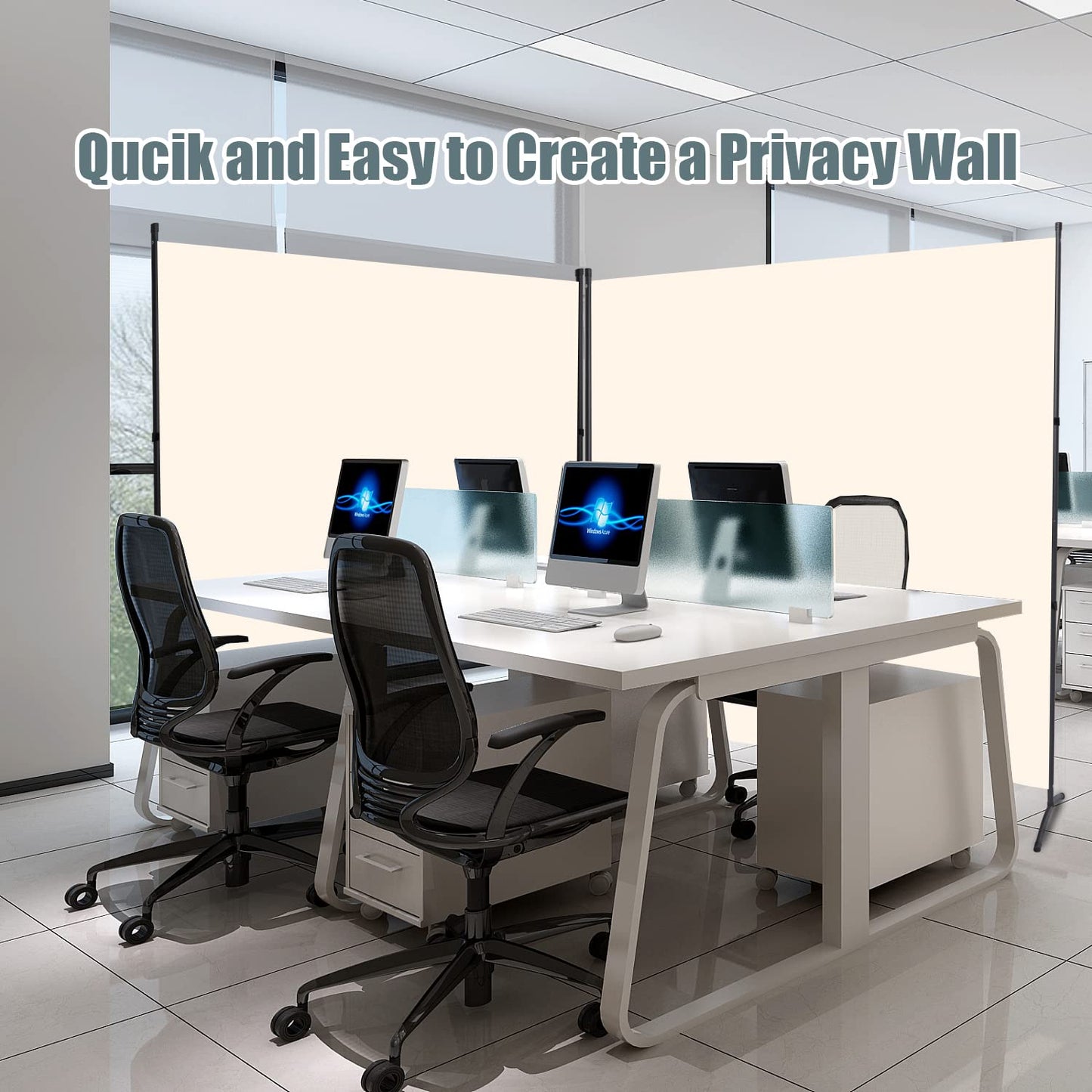 Room Divider Folding Privacy Screens with Wheels, 6FT Tall Divider for Room Separation, Movable Room Partitons and Dividers, Indoor Room Dividers Panel with Fabric (Beige, 1 Panel-71‘’-Standard)