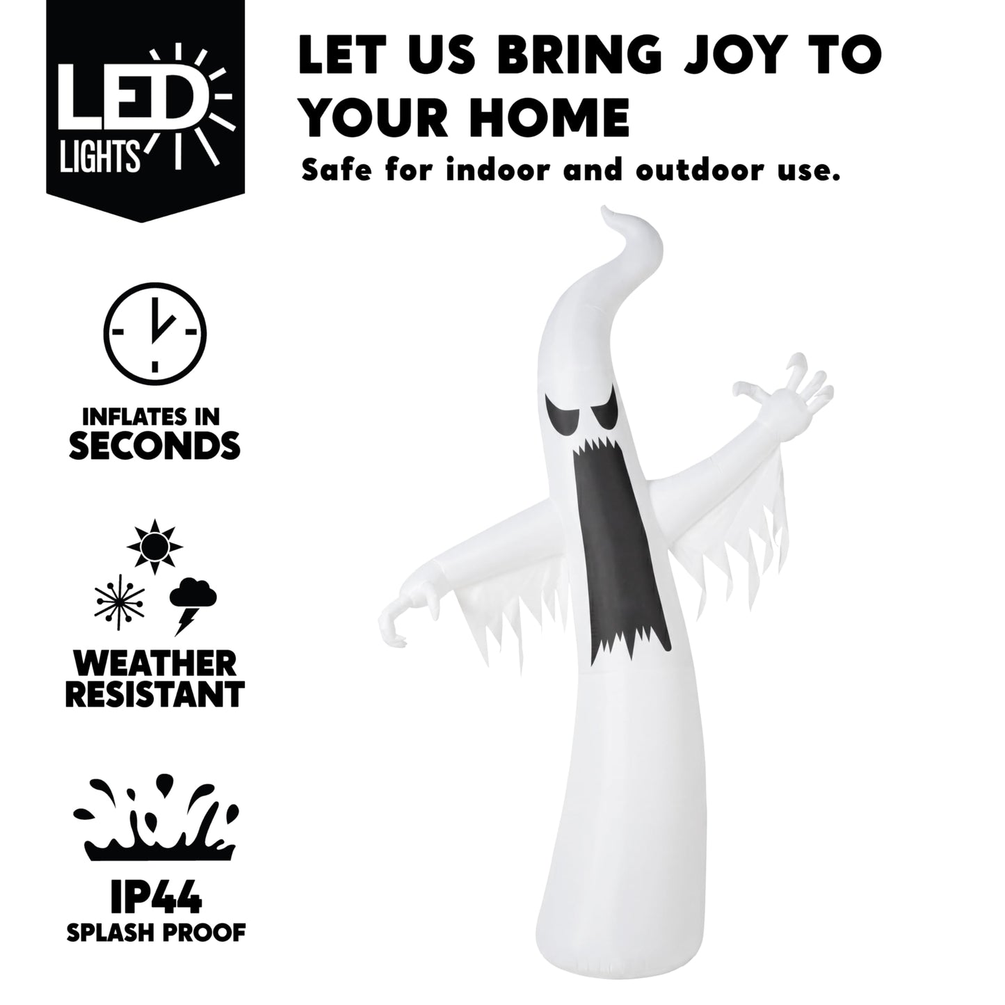 Joiedomi 12 FT Halloween Inflatables Outdoor Decorations, Scary Ghost Halloween Decor, Inflatable Ghost Blow Ups for Yard with LEDs for Outside Yard Decorations